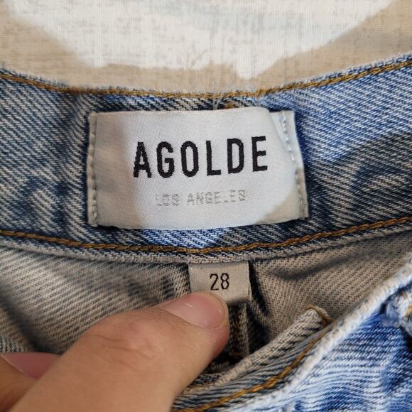 Agolde 90s Jeans Womens 28 Distressed Raw Hem Denim Stretch Pockets Pants READ - Picture 7 of 14